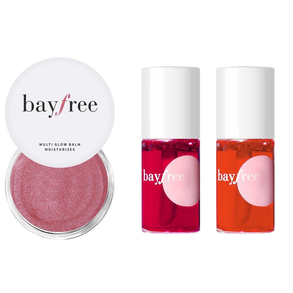 bayfree Radiant Finish, Hydrating, Creamy, Lightweight & Blendable Mulit Glow Balm & Long Lasting Waterproof Lip Tint Stain Set