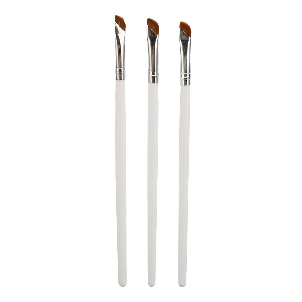 Brush, 3pcs Angled Eye Liner Brushes Ultra Thin Slanted Comfortable Grip Make Up Brush Set White Nylon