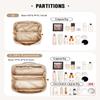 EACHY Travel Makeup Bag, Large Capacity Cosmetic Bags for Women, Waterproof Portable Open Flat Toiletry Bag Make up Bag with Divider and Handle, Gifts for Women (White, Large) view 3