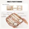 EACHY Travel Makeup Bag, Large Capacity Cosmetic Bags for Women, Waterproof Portable Open Flat Toiletry Bag Make up Bag with Divider and Handle, Gifts for Women (Brown, Large) view 2