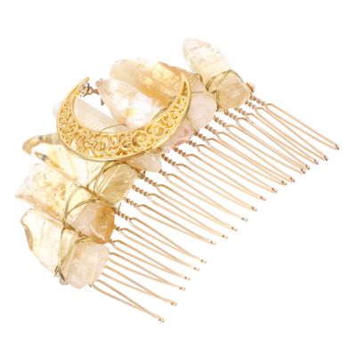 Abaodam Crystal Crown Hair Comb French Hair Clips Crystal Decor Decorations With Teeth Wedding Headpiece for Bride Women s Side Combs Fashion Moon Star Yellow