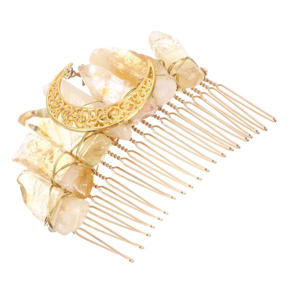 Abaodam Crystal Crown Hair Comb French Hair Clips Crystal Decor Decorations With Teeth Wedding Headpiece for Bride Women s Side Combs Fashion Moon Star Yellow