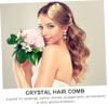 Abaodam Crystal Crown Hair Comb French Hair Clips Crystal Decor Decorations With Teeth Wedding Headpiece for Bride Women s Side Combs Fashion Moon Star Yellow view 4