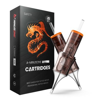 A-minusone 20 Pcs 1211RS Standard Disposable Tattoo Needle Cartridges - 20 Pack of Round Shader Needles with Membrane Safety Cartridges for Tattoo Artists