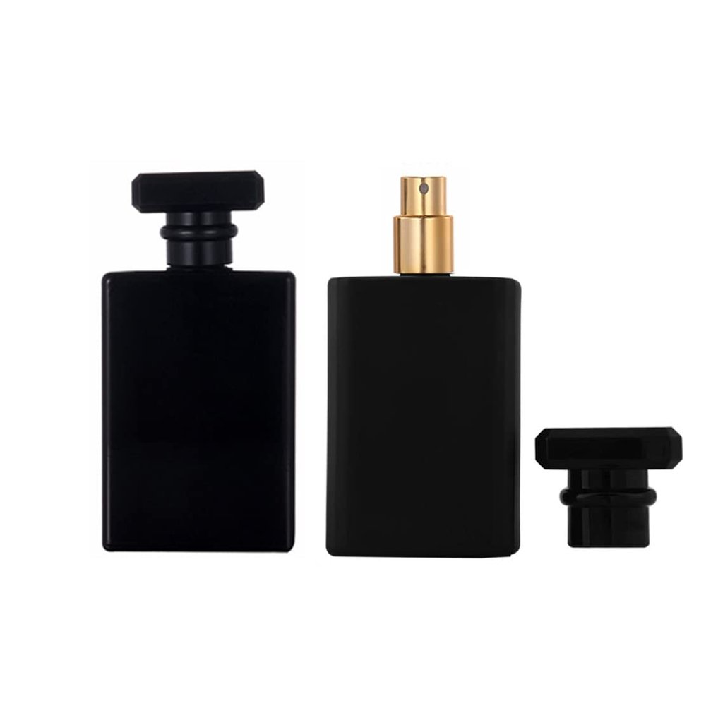 2 Pcs 100ml Glass Spray Bottle,Fine Mist Refillable Perfume Bottle,Perfume Atomizer for Men and Women,Empty Spray Dispenser Containers,Glass Portable Travel Bottle(Black)