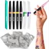 BodyMark Expansion Pack Temporary Tattoo Marker for Skin, Premium Brush Tip, 6 Count Pack of Assorted Colors and Stencils, One Eraser Touch Up Pen, Skin-Safe Temporary Tattoo Markers Set view 1