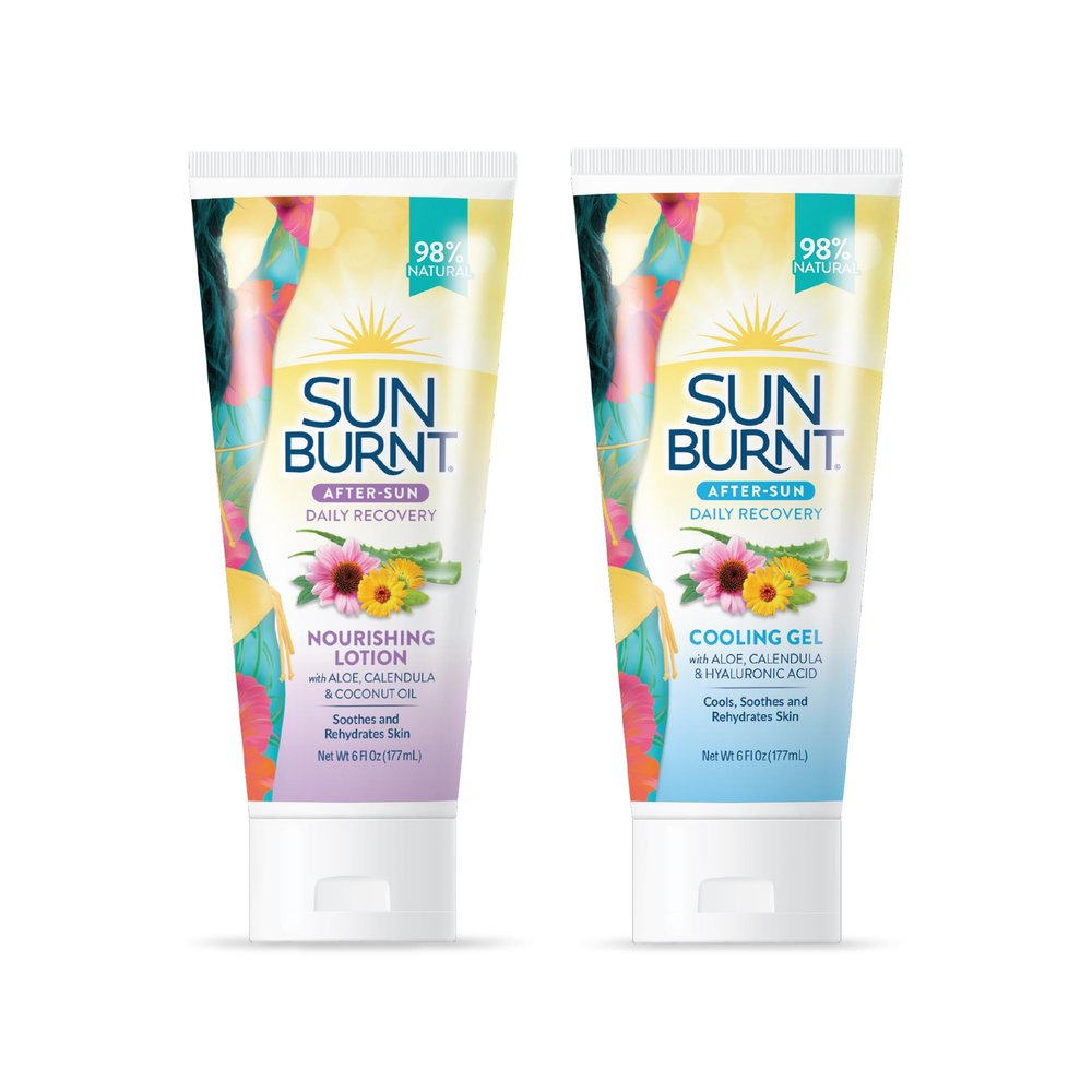 Sunburnt Lotion 6 Fl Oz and Gel 6 Fl Oz After Sun Skin Care Bundle Much More than Aloe