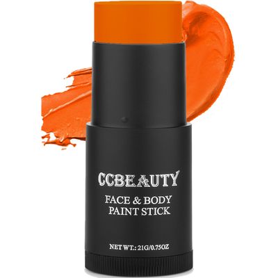 CCbeauty Orange Face Paint Stick, Face Painting Kit, Full Coverage SFX Makeup Foundation, Professional Hypoallergenic Body Paint for Halloween Costume Party, Creepy Pumkin, Tiger, Ompa Lompa Makeup