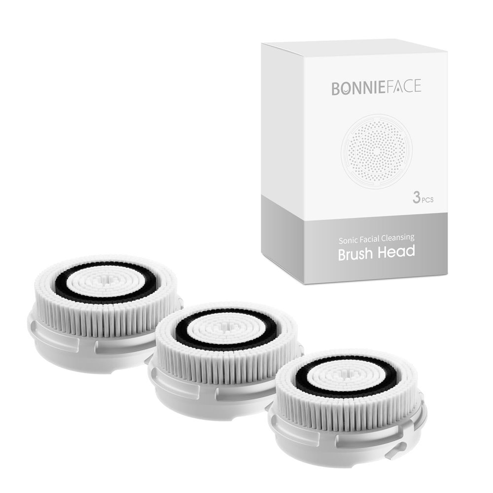 BONNIEFACE BF-1119 Sonic Facial Cleansing Brush Heads, Face Cleansing Brush Head Replacement - Luxurious Soft Bristle and Professional Dupont Bristle Options, Pack of 3 (Professional Dupont Bristle)