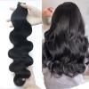Bodywave Tape In Hair Extensions 12inch Human Hair Invisible Wavy Tape In Hair Extension 1bundle 100g 40pcs Black Glue In Real Human Hair Tape Ins Seamless Reusable Adhesive Tape In Hair view 1
