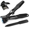 German Nail Clippers for Men with Catcher, Heavy Duty Toe Nail Clippers for Thick Nails Seniors, Portable Ultra Sharp Fingernail Clippers with Wide Mouth, Anti Splash Stainless Steel Nail Cutters view 1