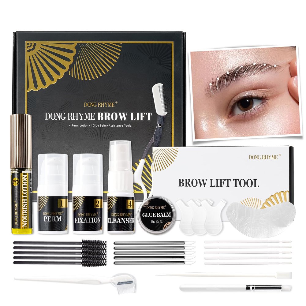 DONG RHYME Brow Lamination Kit, Professional Eyebrow Lamination Kit, Semi-Permanent Brow Lift Kit, Long Lasting 6-8 Weeks Bushy & Full Brows Easy to Use Eyebrow Lift Kit at Home DIY