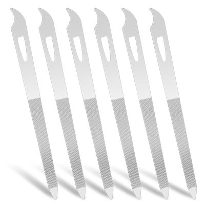 6-Piece Stainless Steel Nail File Set with Cleaner Tip - Double Sided, Durable, Professional Diamond Buffer for Natural Nails