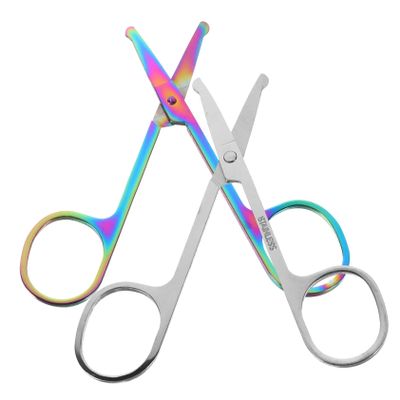 FOMIYES 2pcs Nose Hair Trimmer Eyebrow Scissors Rounded Tip Facial Hair Cutting Tool for Men and Women for Grooming Nose Eyebrows Beard