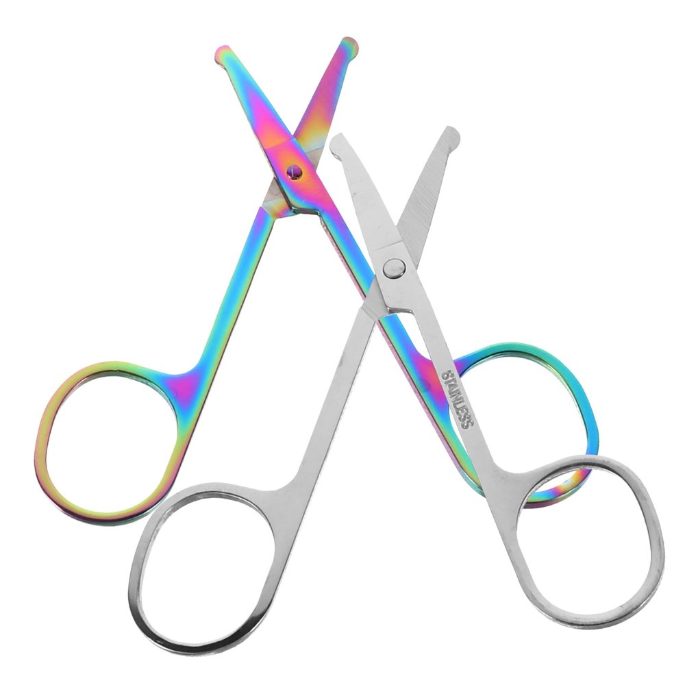 FOMIYES 2pcs Nose Hair Trimmer Eyebrow Scissors Rounded Tip Facial Hair Cutting Tool for Men and Women for Grooming Nose Eyebrows Beard