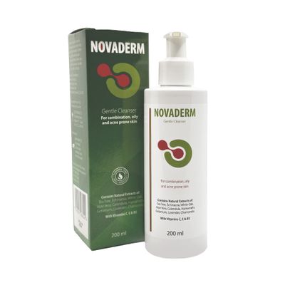 DR. SCHAVIT Novaderm Gentle Cleanser For Combination, Oily and Acne Prone Skin. Face Wash For The Treatment and Clearing of Pimples. Removes Blackheads. 200ml/6.76Fl.Oz