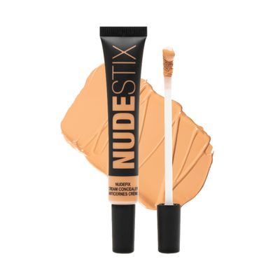 Nudestix NudeFix Cream Concealer, Lightweight Liquid, Natural Finish Makeup, Hydrating, Brightening, Under Eye Dark Circle Corrector, Reduces Redness and Blemishes, Shade: Nude 5.5, 0.34 fl oz (10 ml)