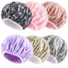 6 Pieces Womens Shower Cap Terry Cloth Lined EVA Exterior Triple Layer Reusable Waterproof Large Bath Hair Cap Hair Drying Cap Bath Caps view 1