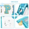 COSHAYSOO Clear Makeup Bag Preppy Sunscreen Pouch Small Beach Pool Summer Stuff Travel Must Have Cosmetic Toiletry Purse Organizer for Women Teenage Girl with Personalized Letter Patch Blue SPF view 3