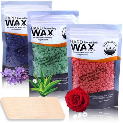 DuoZeng Hard Wax Beads, 3 Pcs Hair Removal Waxing Beads, Wax Beans for Women Men, With Lavender Rose & Aloe Vera Formula, Full Body & All Hair Types At Home