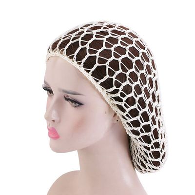 Knit Hat Crochet Hairnet Headbands Net Hat Mesh Cap Braid Turban Hat Caps Sleeping Cap Multi-color Hair Cover Snood For Women Girls(white)