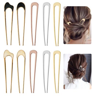 10 Pieces Metal U Shaped Hair Pins French Hair Pin Bobby Pins Hair Forks Vintage Forks Sticks for Bridal, Women, Girls