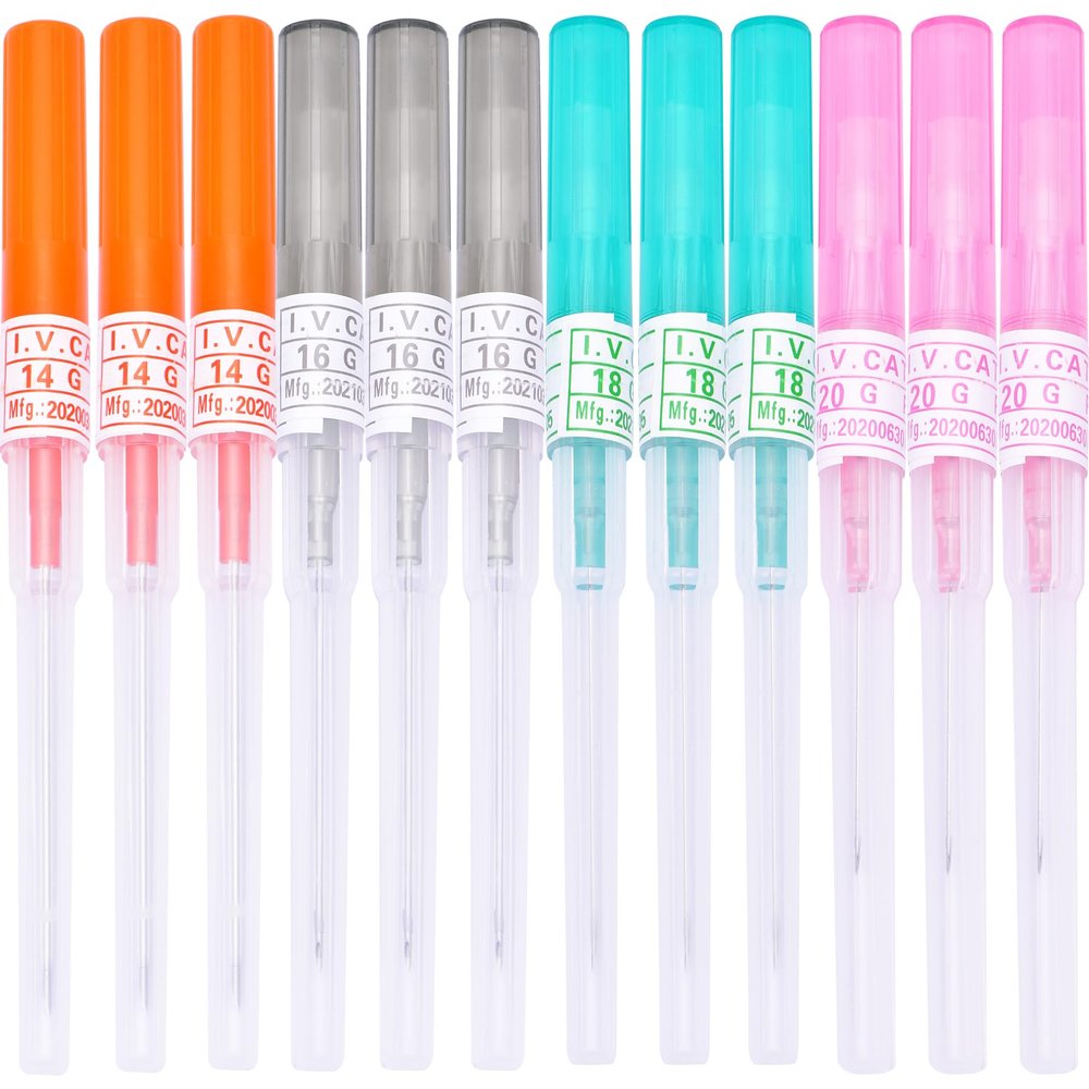 DJCIW 12PCS Mixed-size Catheter Piercing Needles,Disposable 14G 16G 18G 20G IV Catheter Hollow Needles for Ear Nose Belly Lip Eyebrow Tongue Nipple Cartilage Piercing