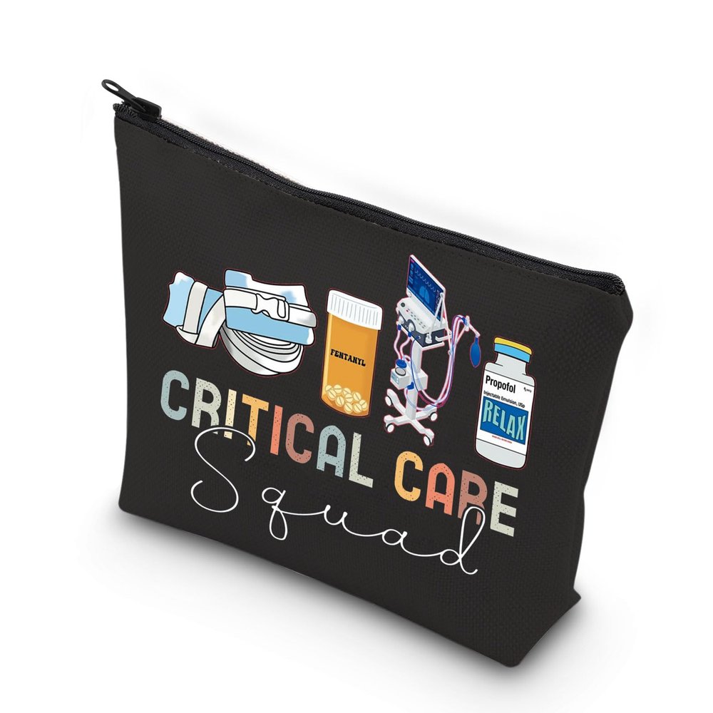 WCGXKO ICU Nurse Gift Wound Care Gift Critical Care Squad Nurse Zipper Pouch Makeup Bag (CRITICAL)