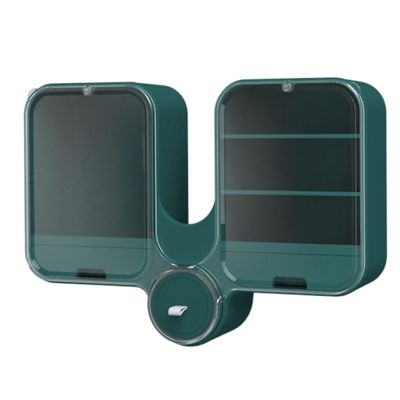 RUVOO Makeup Organizer Makeup Storage Cosmetic Organizer Bathroom Wall-Mounted Cosmetic Storage Box Skin Care Product Rack Makeup Organizer Skincare Organizer Cosmetic Storage(Green)