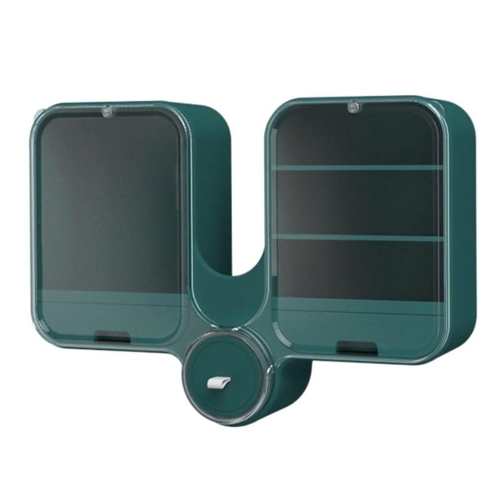 RUVOO Makeup Organizer Makeup Storage Cosmetic Organizer Bathroom Wall-Mounted Cosmetic Storage Box Skin Care Product Rack Makeup Organizer Skincare Organizer Cosmetic Storage(Green)