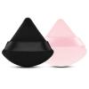 2 Pcs EVAOUXIU Triangle Powder Puff for Face Powder, Soft Plush Setting Powder Puff, Velour Cosmetic Foundation Blender Sponge Beauty Makeup Tools (Black&Pink) view 1