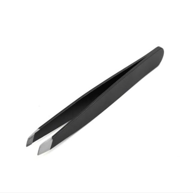 Matte Covered Stainless Steel Expert Black Tweezer Slant Tip 3.5'' inch