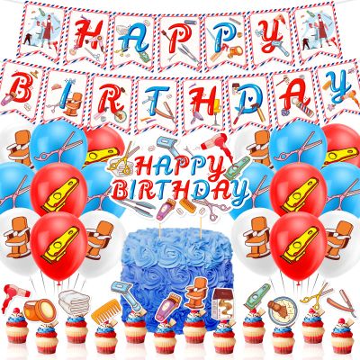 Barbershop Party Decorations Haircut Bachelorette Birthday Party Supplies Includes Barbershop Birthday Banner Cake Cupcake Toppers Balloons for Bridal Shower Beauty School Graduation Decoration