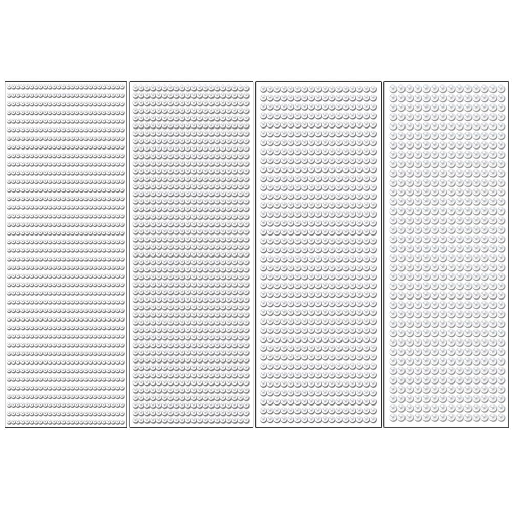 1799 Pcs 4 Sheets Pearl Rhinestone Stickers 3/4/5/6 mm Self Adhesive Rhinestones Gems for Face Eyes Makeup Hair Body (White_pearl-3/4/5/6mm)
