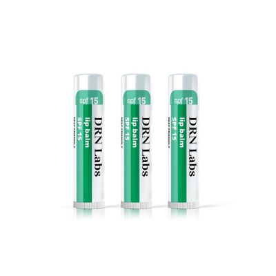 SPF 15 Mineral Sunscreen Lip Balm - Vegan and Cruelty Free Broad Spectrum UVA/UVB Lip Care - lemon and mint scent - for Hydration, Sun Protection by DRN Labs. 0.15 oz (0.15 oz, 3)