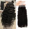 22inch Microloop hair extensions real human hair Deep Wave 1Bundle 100g/Bundle 100Strands Natural Black Micro links hair extensions for black women 1g/strand Wavy Curly Loop Micro Ring Extensions view 1