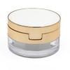 AKOAK 1 Pack Capacity 20ml / 0.67oz Reusable Plastic Loose Powder Empty Box, DIY Makeup Compact, Sponge Puff, Elastic Mesh Sieve with Clamshell Golden Edge Screw Lid view 1