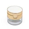 AKOAK 1 Pack Capacity 20ml / 0.67oz Reusable Plastic Loose Powder Empty Box, DIY Makeup Compact, Sponge Puff, Elastic Mesh Sieve with Clamshell Golden Edge Screw Lid view 2