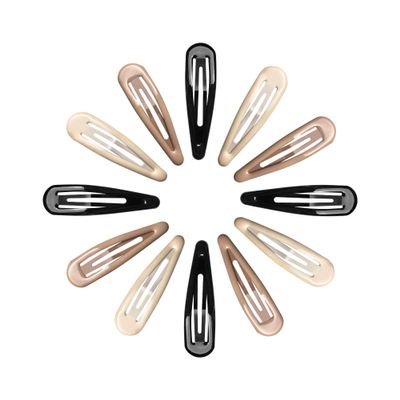 Cptots Metal Snap Hair Clips Water Drop No Slip Hair Barrettes for Women Large Hair Clips For Thick And Thin Fine Hair,Black Brown Beige,2.67 x 0.7 Inches,12 PCS