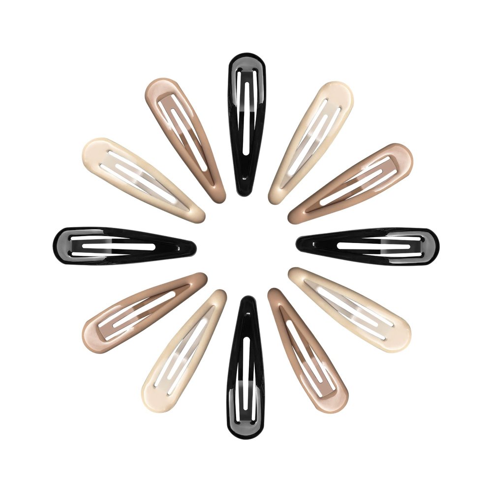 Cptots Metal Snap Hair Clips Water Drop No Slip Hair Barrettes for Women Large Hair Clips For Thick And Thin Fine Hair,Black Brown Beige,2.67 x 0.7 Inches,12 PCS