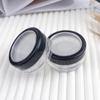 AKOAK 2 Pcs Capacity 10ml / 0.33oz Empty Plastic Clear Makeup Jar, Reusable Loose Powder Cartridge, DIY Makeup Cartridge, Blush Foundation with Sieve and Black Rimmed Lid Container Jar view 1