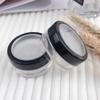 AKOAK 2 Pcs Capacity 10ml / 0.33oz Empty Plastic Clear Makeup Jar, Reusable Loose Powder Cartridge, DIY Makeup Cartridge, Blush Foundation with Sieve and Black Rimmed Lid Container Jar view 2