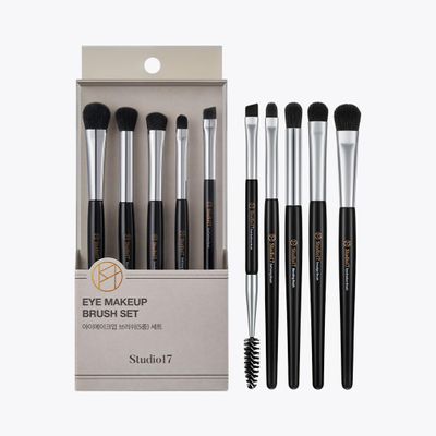 STUDIO17 Eye Makeup Brush Set 5 Pcs | Small & Portable Eye Shadow Brushes | Korean Eye Makeup Brushes | Premium Synthetic Bristles for Professionals