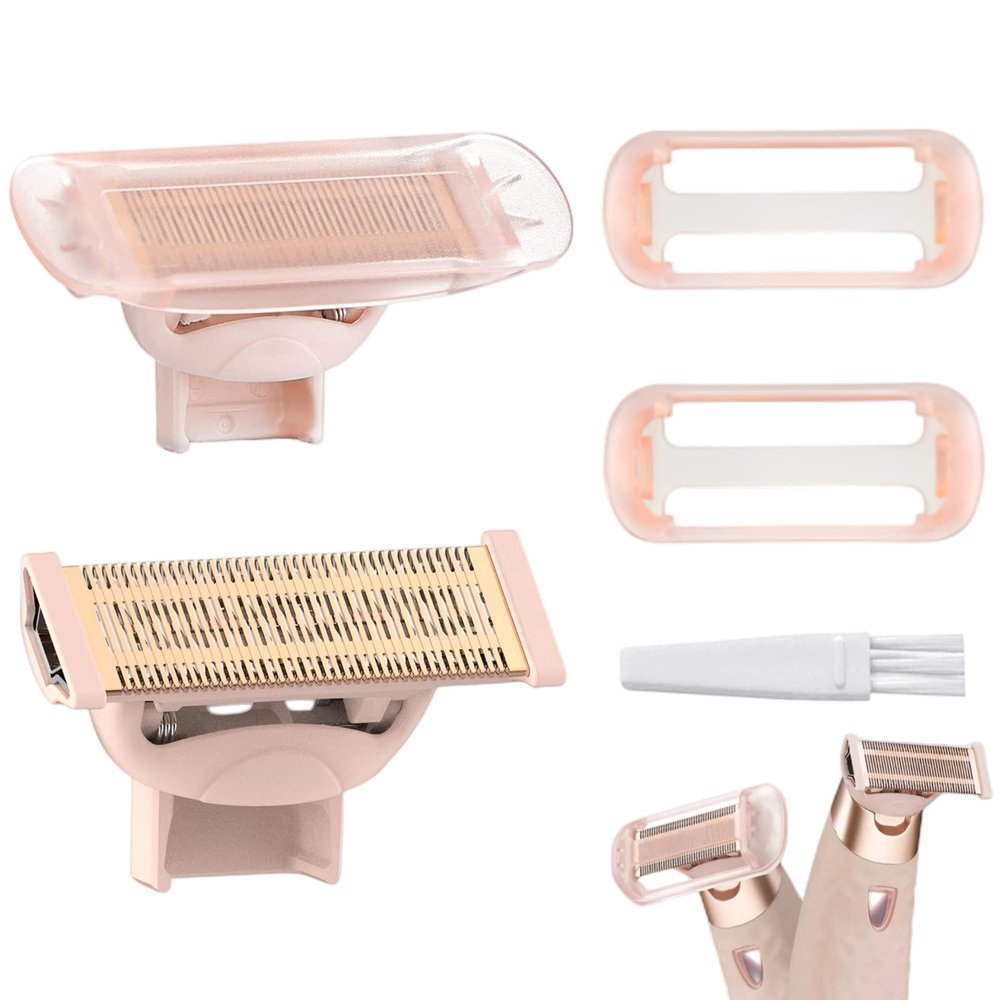 Razor Replacement Heads Compatible with Flawless Nu Razor,Body Replacement Heads for Finishing Touch Flawless Razor for Women,Hair Remover Replacement Head with Covers,Rose Gold Pack of 2.
