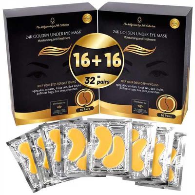 24K Gold Under Eye Patches Eye Masks for Puffy Eyes & Dark Circles, Under Eye Treatment for Hydration & Brightening, Eye Care Skincare 32 Pairs