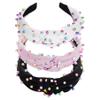 Sucrain 3 Pcs Pearl Knotted Headbands for Women Girls Colorful Jeweled Embellished Gem Faux Pearl Cross Knot Twisted Hairband Turban Headband Hair Accessories(Black,White,Pink) view 1
