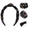 Sucrain 3 Pcs Pearl Knotted Headbands for Women Girls Colorful Jeweled Embellished Gem Faux Pearl Cross Knot Twisted Hairband Turban Headband Hair Accessories(Black,White,Pink) view 3