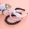 Sucrain 3 Pcs Pearl Knotted Headbands for Women Girls Colorful Jeweled Embellished Gem Faux Pearl Cross Knot Twisted Hairband Turban Headband Hair Accessories(Black,White,Pink) view 4