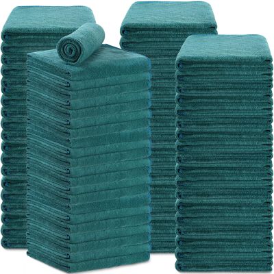 Newwiee 72 Pack Microfiber Bleach Proof Towels Bulk for Salon 18 x 30 Inch Dry Lint Free Hair Drying Hand Towels for Hair, Gym, Bath, Spa, Shaving, Barber(Green)