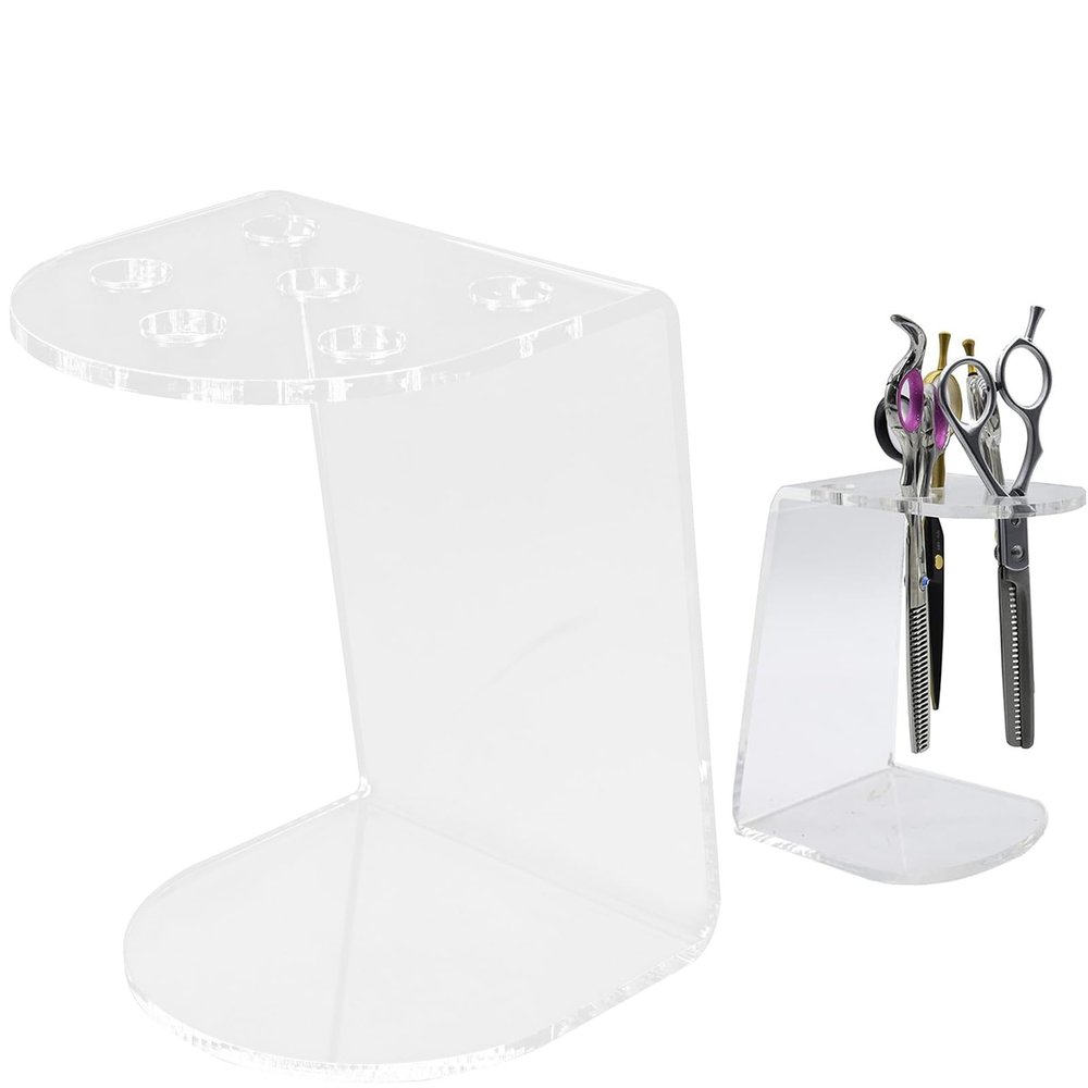 1Pcs Clear Acrylic Scissors Holder Rack 6 Holes Salon Shear Holder Salon Shears Rack for Hair Stylist Scissors Desktop Organizer for Barber Shop Office Home